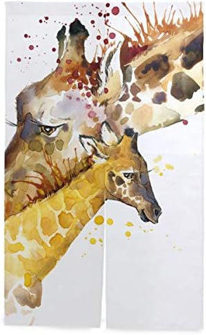 Niesikkla 間仕切りカーテン かわいいキリン水彩イラストアフリカの動物 断熱幅86cm 丈143cm キッチン居間耐久性 風水パーティション夏 冬 B07zvljtzm 1 645円