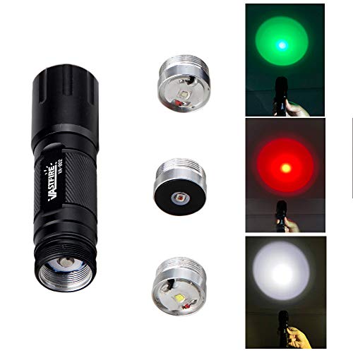 VASTFIRE Predator Light with Interchangeable (Red, Green, White) LED Hunting Flashlight with Scope Mount for Hog Coyote Coon Bobcat Raccoon Varmint Rabbit Night Hunting