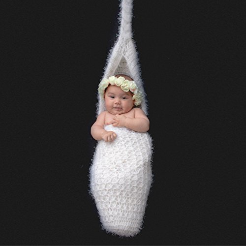 Pellor Handmade Sleeping Bags Hammock Cocoon Newborn 0-3 Months Baby Boys Girls Photography Photo Props Costume (White)