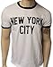 Retro Style New York City John Lennon T-shirt Ringer Distressed Print Mens, White, X-Large