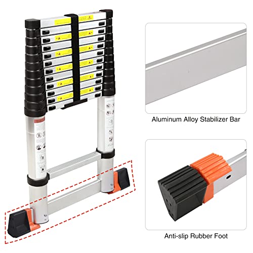 Lineslife Telescoping Ladder 12.5 FT, Folding Aluminum Telescopic