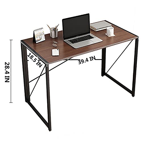 Folding Computer Desk No Assembly Required，40 Inches Study Writing Desks Tables，Simple Desks for Home Office Small Spaces