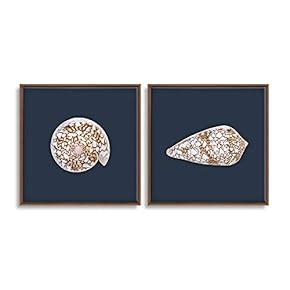 2 Piece Framed Canvas Wall Art for Living Room, Bedroom Conch Theme Canvas Prints for Home Decoration Ready to Hang - 16"x16"x2 Panels