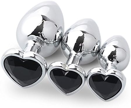 HSAMER 3 Pcs 3 Size Heart Shaped Rose Jewelry Birth Stone Butt-Anal-Play Filrt Toys - Super Stimulation Temptation Anal Toys Trainer Kits Beginner Exercise Toy