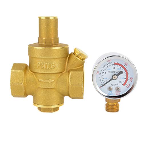 Reliable DN20 Connector 3/4" Water Reducing Valve Mayitr Adjustable Brass Pressure Reducing Regulator Valves With Gauge 8563mm - Thumbnail 4