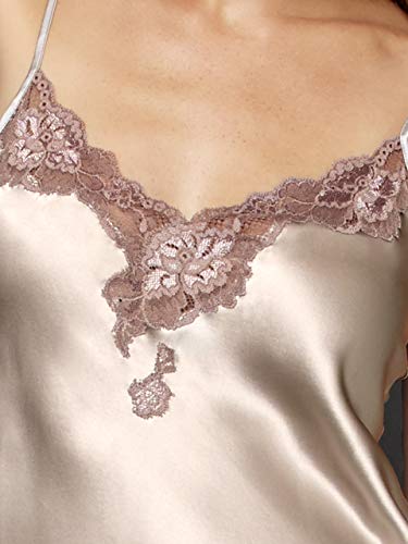 Julianna Rae Women's 100% Silk Camisole Top, Lace Trim, Indulgence Collection, Sand Dollar, S