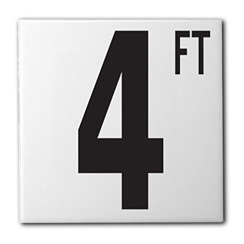 Aquatic Custom Tile Ceramic Swimming Pool Waterline Depth Marker 4 FT Smooth Finish, 5 inch Font