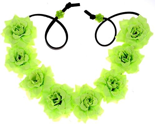 Isooak Rose Flowers Headband &amp; Bracelet Crown for Holiday Party Festival (light green)