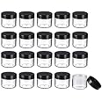 20 Pieces Round Pot Jars Plastic Cosmetic Containers Set with Lid for Liquid Creams Sample, 20 ml/ 0.7 oz (Black Lid)