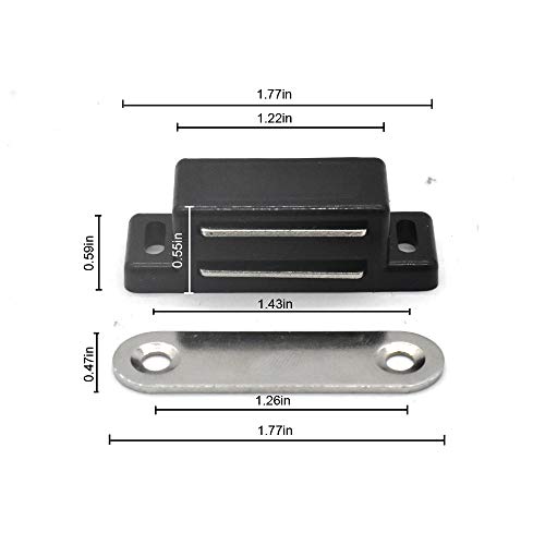 Cabinet Magnet Latch - Best for Cabinet Doors, Cupboards, Drawers and Shutters - Cabinet Magnetic Latch Easy Install - Magnetic Cabinet Catch Screws Included - Set of 12 (Black)