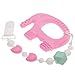 Easter Gifts For Girls - Unique Matching Set of Teether Pacifier Clip, Pink Elephant Teething Toy, 3 Pack Bandana Drool Bibs, 100% Safe BPA Free Silicone, Best for 0 3 6 Months Old Newborn Infant