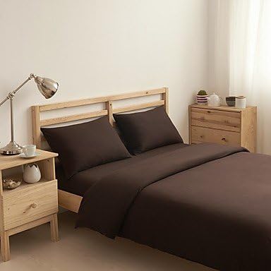 naluo Set Of 4 Muji Style 100% Cotton Knitted Fabric Dark Coffee Duvet Covers