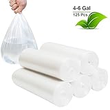 Inwaysin 4 -6 Gallon Trash Bags Small Garbage Bags Waste Basket Bin Liners Bags for Bathroom, Kitchen, Office, Home Bedroom,Car-Clear White (125 Count)