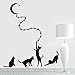 CUGBO Cat Wall Sticker, 4 Cats Reaching The Moon Wall Decal for Living Room Pantry Home Decor