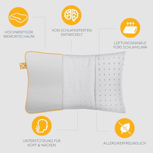 smartsleep Children's Neck Pillow Comfort Pillow - Ergonomic Memory Foam Pillow with Air Channels, Dimensionally Stable for Children