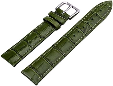 Green Unisex 7 Colors Genuine Leather Alligator Crocodile Grain Watch Strap Band 16mm