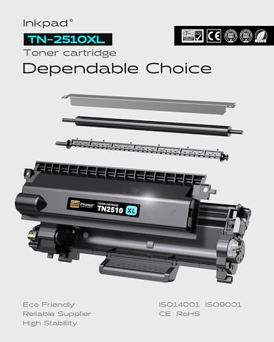 iNKPAD TN-2510XL Toner Compatible with Brother TN2510XL for MFC-L2860DW MFC-L2800DW DCP-L2660DW DCP-2620DW HL-L2445DW HL-L2400DW Printers (1 Black)