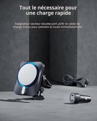 15W Magsafe Chargeur Voiture avec CryoBoost, Conçu pour Apple–Certifié