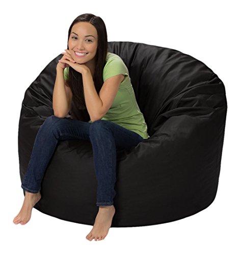 Comfy sacks 4 ft memory foam bean bag chair, black faux…