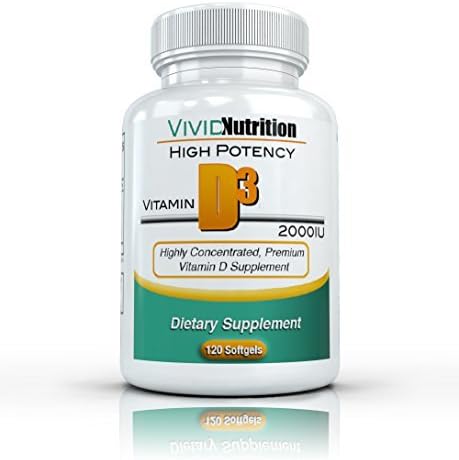 Vivid Nutrition High potency VITAMIN D3 - Premium Vitamin D Supplement 2000IU 120 softgels by High Potency Vitamin D3