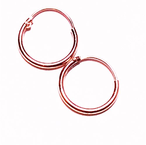 HOOP Earrings or nose rings, ROSE GOLD over silver, 12mm, endless hoops,nose,cartilage,ears,lips