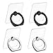 Transparent Cell Phone Ring Holder, 360 Degree Rotation, Finger Grip Stand Holder iPhone and ipad Tablet Ring Holder (2 Black + 2 Silver)