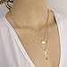 Zealmer Women Layered Disc Necklace Metal Chain Pendant Bar Necklace Gold Color