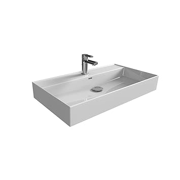 Aqua Bagno Loft Air Design Waschbecken/Aufsatzbecken 80 x 46 cm Keramik weiß Waschtisch Waschschale Möbelwaschtisch