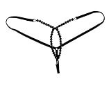 Esquki Womens Sexy G String Pearl Massage Thongs (Free Size, Black),Free Size