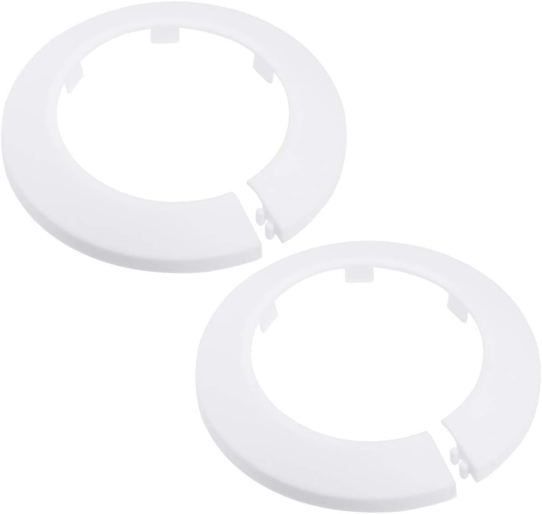 sourcing map 75mm Pipe Cover Decoration PP Plastic Water Pipe Escutcheon White 2pcs, 76.5 mm