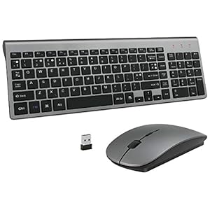 Wireless-Keyboard-and-Mouse-SetsUK-Layout-24Ghz-USB-Receiver-Full-Size-Keyboard-Combo-Compact-Compatible-with-iMac-Mac-PC-Laptop-Tablet-Computer-Windows-Deep-Grey Wireless Keyboard and Mouse Sets, UK layout 2.4Ghz Usb Compact Portable Ergonomics Slim Wireless Keyboard Mouse For PC…