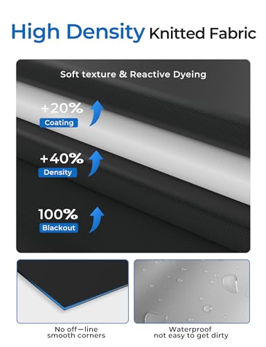Sumobaby Blackout Curtains for Bedroom Portable 42"x60",No Drill Black Out Shades with Upgraded Hook&Loop Tapes,100% Blackout Window Cover,Thermal Insulated Blinds for Bedroom,Nursery(1 Panel,Black)