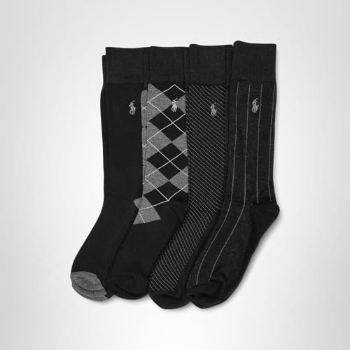 POLO RALPH LAUREN Men's Assorted Pattern Dress Crew Socks (4-Pack)