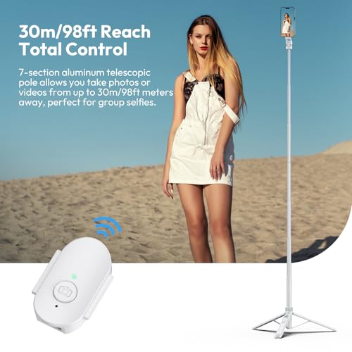 ULANZI TT88 Mobile Phone Tripod 145 cm, Magnetic Selfie Stick with Remote Control, Tripod for Smartphone with 2 in 1 Phone Clip, 2 Cold Shoe Mount Mobile Phone Tripod Compatible with iPhone/Samsung/Huawei