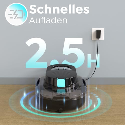 S1PRO 2026 Upgrade Poolroboter Akku, 120 Min Reinigungszeit, Leichter Poolsauger mit Dual-Antriebsmotoren, 2,5 Stunden Ladezeit, Auto Parken Poolreiniger für Flache Böden Pools bis 95 m², Tiefschwarz