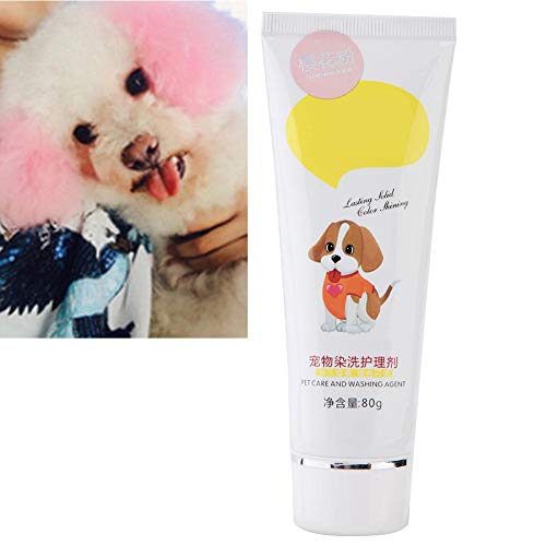Pssopp 80g Natural Non-Toxic Pet Dog Hair Color Dye Gel for Cats and Dogs, Safe Harmless Hair Coloring Pigment, Multiple Colors Available Including Pink