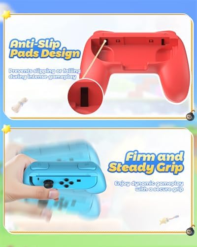 Controladores para Nintendo Switch Joy Con, suave al tacto, antideslizante y antiarañazos Azul Y Rojo