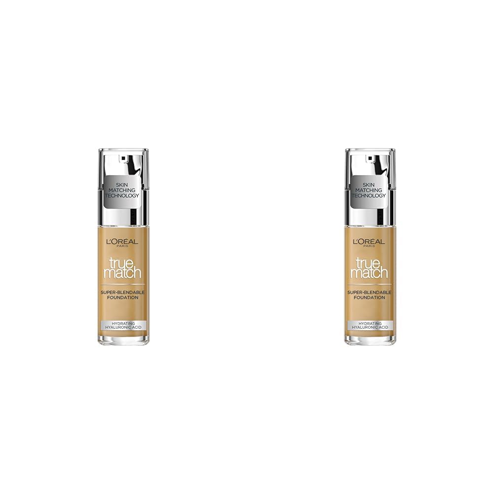 L'Oreal Paris True Match Liquid Foundation, Skincare Infused With Hyaluronic Acid, Spf 17, Available In 40 Shades, 4W Golden Natural, 30 Ml (Pack of 2)