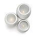 Large Flameless Candles with Remote, Silver, Warm White LEDs, Honeycomb Carved Design, Variety Set, Batteries Included - Set of 3