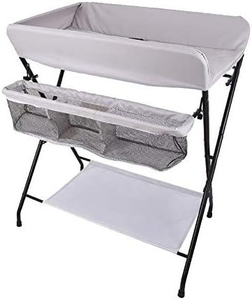 ライトグレー保育園幼児赤ちゃんおむつ交換台 女の子男の子赤ちゃんのおむつ交換ステーションユニット