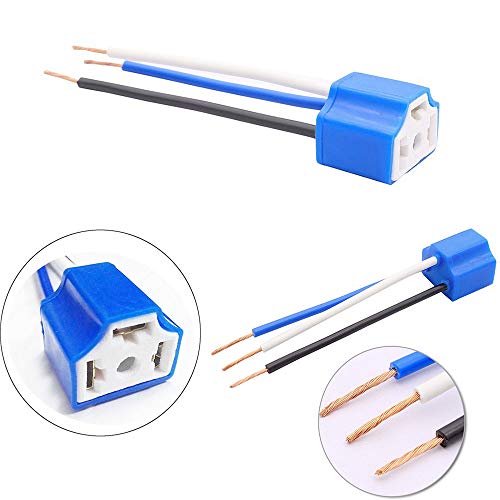 Headlight Socket H4 Wiring Harness Headlight Plug 14AWG Ceramic H4 9003 Connector for Headlight Fog Light Retrofit (pack of 2)
