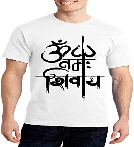 QUVYARTS Men's T-Shirt Casual Cotton T Shirt Om Namah Shivay Printed Shiv/Shivji/Om/Mahadev/Mahakaal/Spiritual/Nirvana/Religious/Cool/Swag/tashan/Desi