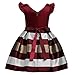 ZAH Girl Dress Kids Ruffles Lace Party Wedding Bridesmaid Dresses(Burgundy,3-4Y)