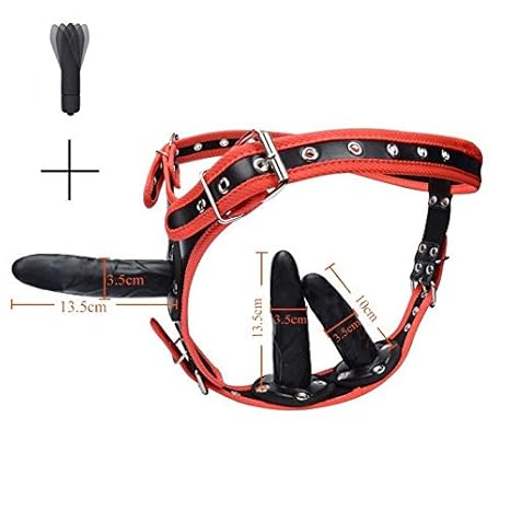 Big Strap on-Dildo-Damen-Riesig-Silikon-Triple-Strapons-Dildo-Plug-Panty-G-Spot, Rot Standardgröße