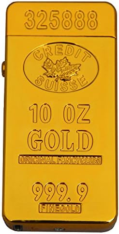 World Backyard Dual Arc Lighter USB Rechargeable Windproof Flamless Electric Lighter, Metal Cover Plasma Cigarettes Lighter Gold maple leaf