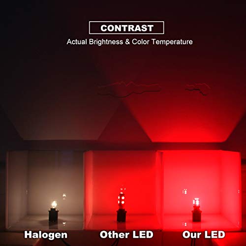 DODOFUN CANBUS BA9S Red Extra Bright Car Interior Exterior Replacement Bulb Bayonet Base BA9 53 57 1445 1895 64111 Size Reading Map Dome Side Door Courtesy LED Light 12V 24V (Pack of 4)