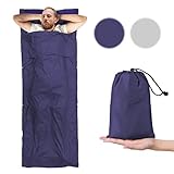 CAMTOA Sleeping Bag Liner, Antimicrobial Soft Travel Camping Sheet with Zipper on the Bottom-Compact Sleep Sheet with Lightweight Carry Bag for Travel, Hotel,Youth Hostel,Picnic,Business Trip etc.