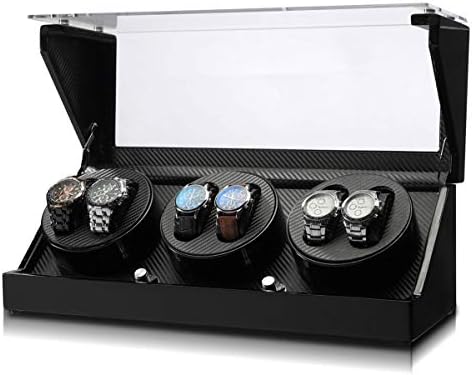 Automatic Watch Winder Storage Boxes for 6 Auto Watches with Quiet Janpanese Motor