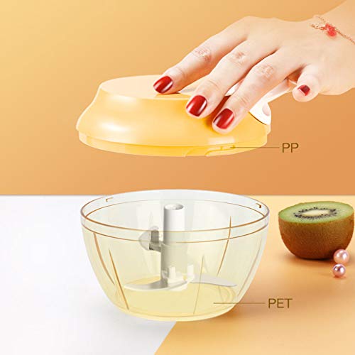 Puyujin Manual Food Chopper, Vegetable Fruits Nuts Onions Chopper Hand Pull Mincer Blender Mixer Food processor (Yellow)
