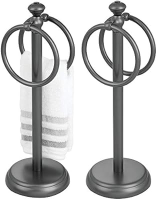 Mdesign Decorative Metal Fingertip Towel Holder Stand For Bathroom